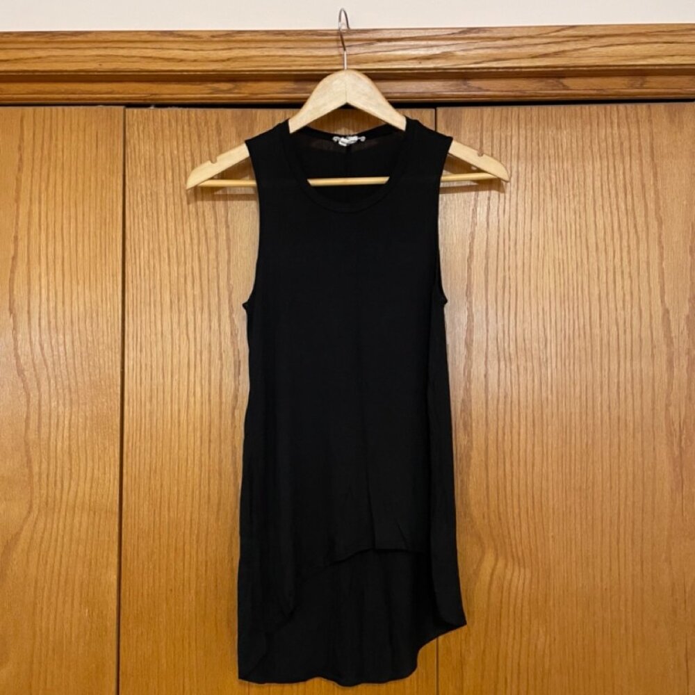 Helmut Lang Muscle Tank Black Curved Hem SZ Small